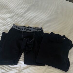 CHAMPION BOYS LARGE 12/14 DUO DRY POWER CORE COMPRESSION BLACK ATHLETIC PANTS